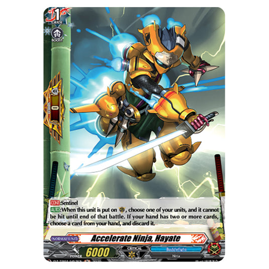Accelerate Ninja, Hayate DZ-TB01/H53EN card from the Cardfight!! Vanguard set Future Card Buddyfight