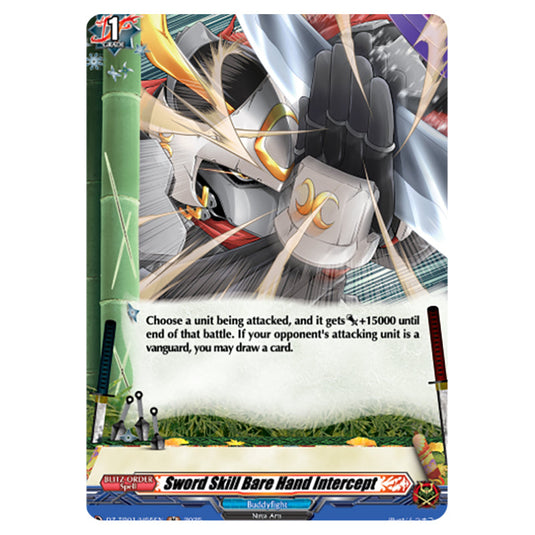 Sword Skill Bare Hand Intercept DZ-TB01/H55EN card from the Cardfight!! Vanguard set Future Card Buddyfight