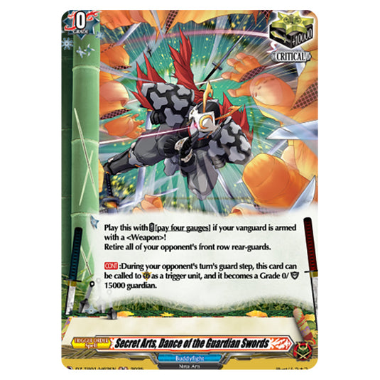 Secret Arts, Dance of the Guardian Swords DZ-TB01/H62EN card from the Cardfight!! Vanguard set Future Card Buddyfight