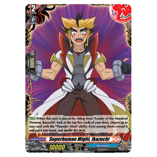 Superhuman Might, Ikazuchi DZ-TB01/H80EN card from the Cardfight!! Vanguard set Future Card Buddyfight