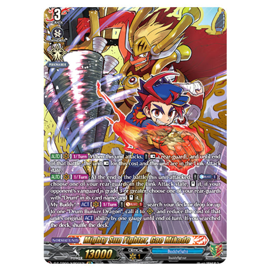 Mighty Sun Fighter, Gao Mikado DZ-TB01/KR01EN card from the Cardfight!! Vanguard set Future Card Buddyfight