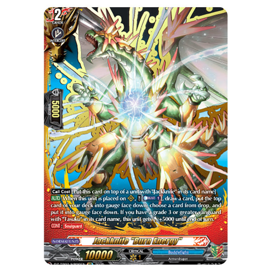 Jackknife "Burn Energy" DZ-TB01/KR06EN card from the Cardfight!! Vanguard set Future Card Buddyfight