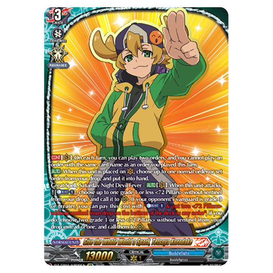 Give the Whole World a Spark, Tetsuya Kurodake DZ-TB01/KR09EN card from the Cardfight!! Vanguard set Future Card Buddyfight