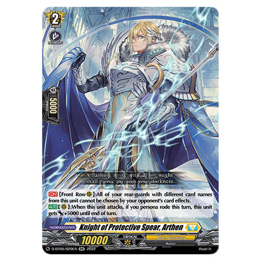 Cardfight!! Vanguard - Triumphant Return of The Brave Heroes - Knight of Protective Spear, Arthen (RR) D-BT05/029