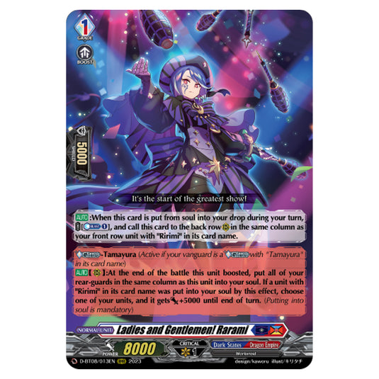 Cardfight!! Vanguard - Minerva Rising - Ladies and Gentlemen! Rarami (RRR) D-BT08/013