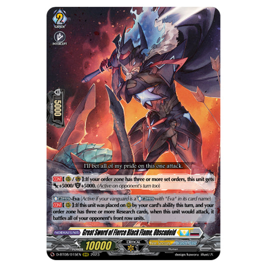 Cardfight!! Vanguard - Minerva Rising - Great Sword of Fierce Black Flame, Obscudeid (RRR) D-BT08/015