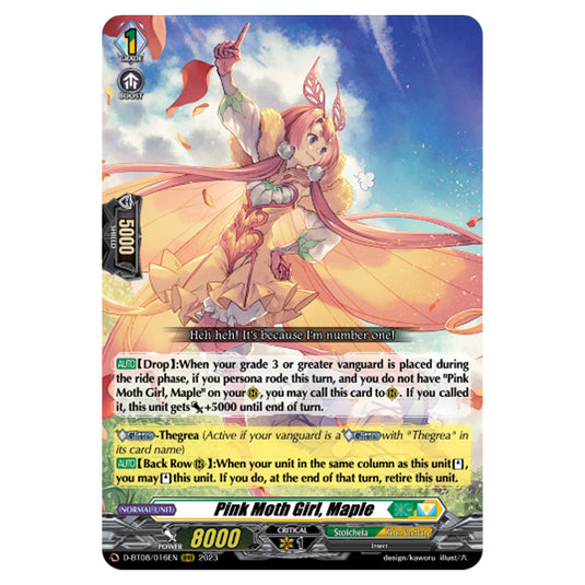 Cardfight!! Vanguard - Minerva Rising - Pink Moth Girl, Maple (RRR) D-BT08/016