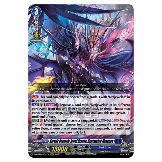 Cardfight!! Vanguard - Dragon Masquerade - Karmic Demonic Jewel Dragon, Drajeweled Masques (RRR) D-BT10/004