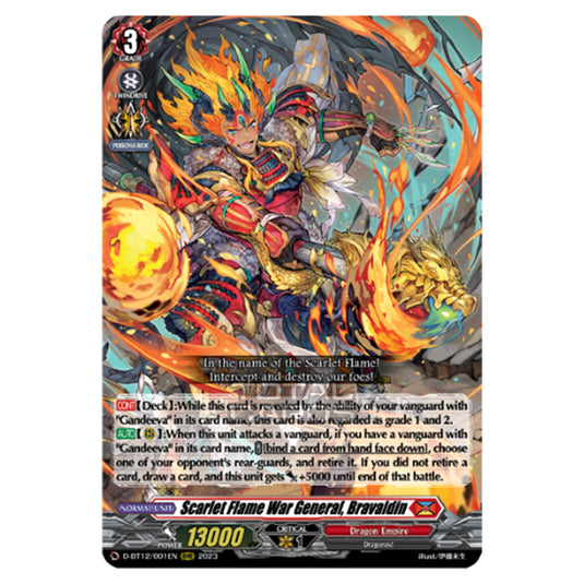 Cardfight!! Vanguard - Evenfall Onslaught - Scarlet Flame War General, Bravaldin (RRR) D-BT12-001EN