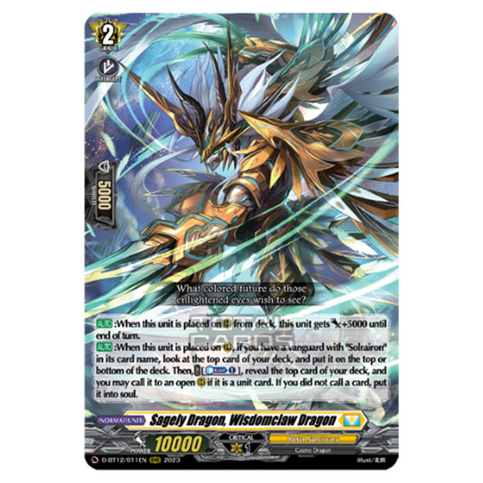 Cardfight!! Vanguard - Evenfall Onslaught - Sagely Dragon, Wisdomclaw Dragon (RRR) D-BT12-011EN