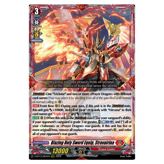 Cardfight!! Vanguard - D-BT13 - Flight of Chakrabarthi - Blazing Holy Sword Equip, Stravairina (RRR) D-BT13/001EN