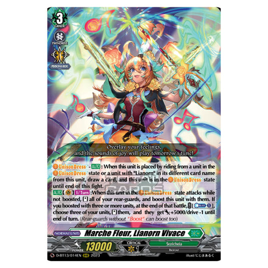 Cardfight!! Vanguard - D-BT13 - Flight of Chakrabarthi - Marche Fleur, Lianorn Vivace (RRR) D-BT13/014EN