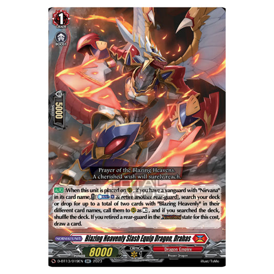 Cardfight!! Vanguard - D-BT13 - Flight of Chakrabarthi - Blazing Heavenly Slash Equip Dragon, Drahas (RR) D-BT13/019EN