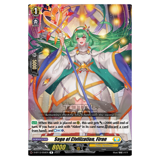 Cardfight!! Vanguard - D-BT13 - Flight of Chakrabarthi - Sage of Civilization, Firon (R) D-BT13/050EN