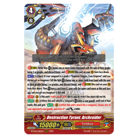 Cardfight!! Vanguard - P & V Special Series - History Collection - Destruction Tyrant, Archraider (RRR) D-PV01/010EN