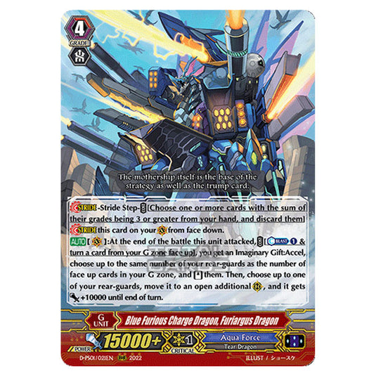 Cardfight!! Vanguard - P Clan Collection 2022 - Blue Furious Charge Dragon, Furiargus Dragon (RRR) D-PS01/021