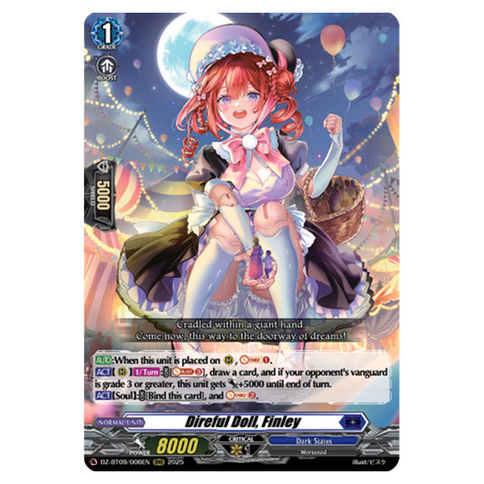 Direful Doll, Finley DZ-BT09/006EN card from the Cardfight!! Vanguard set Super Brave Detonation