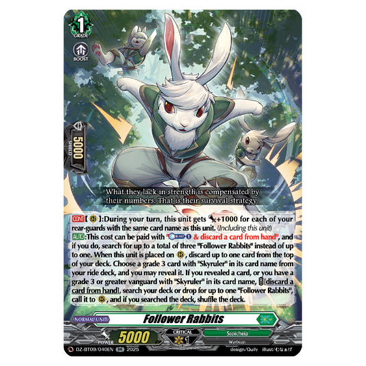 Follower Rabbits DZ-BT09/040EN card from the Cardfight!! Vanguard set Super Brave Detonation
