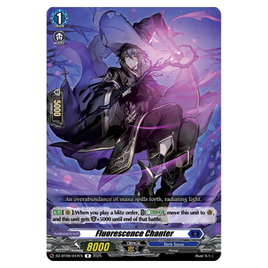 Fluorescence Chanter DZ-BT09/047EN card from the Cardfight!! Vanguard set Super Brave Detonation