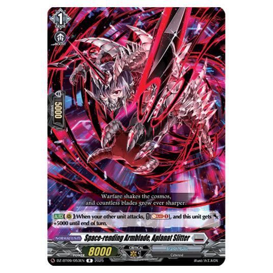 Space-rending Armblade, Aplanat Slitter DZ-BT09/053EN card from the Cardfight!! Vanguard set Super Brave Detonation