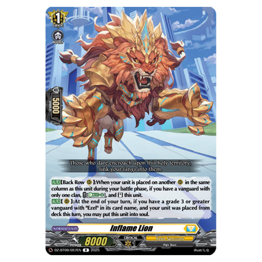 Inflame Lion DZ-BT09/057EN card from the Cardfight!! Vanguard set Super Brave Detonation