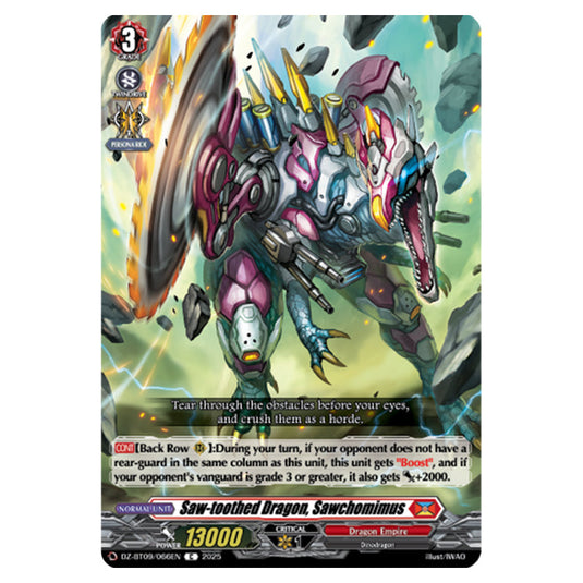 Saw-toothed Dragon, Sawchomimus DZ-BT09/066EN card from the Cardfight!! Vanguard set Super Brave Detonation