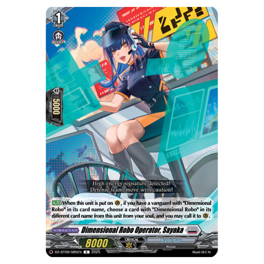Dimensional Robo Operator, Sayaka DZ-BT09/085EN card from the Cardfight!! Vanguard set Super Brave Detonation
