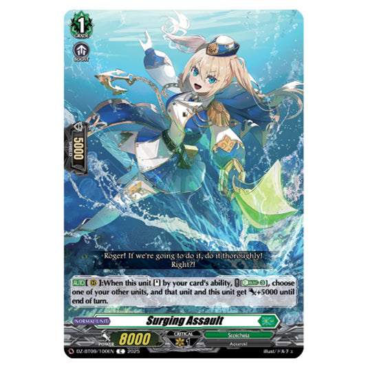 Surging Assault DZ-BT09/100EN card from the Cardfight!! Vanguard set Super Brave Detonation