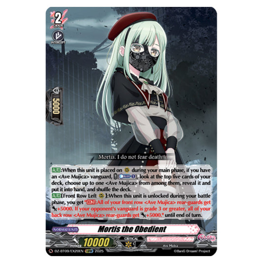 Mortis the Obedient DZ-BT09/EX20EN card from the Cardfight!! Vanguard set Super Brave Detonation