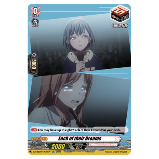 Each of their Dreams DZ-BT09/EX30EN card from the Cardfight!! Vanguard set Super Brave Detonation