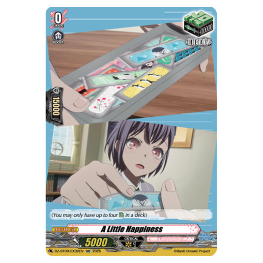 A Little Happiness DZ-BT09/EX32EN card from the Cardfight!! Vanguard set Super Brave Detonation