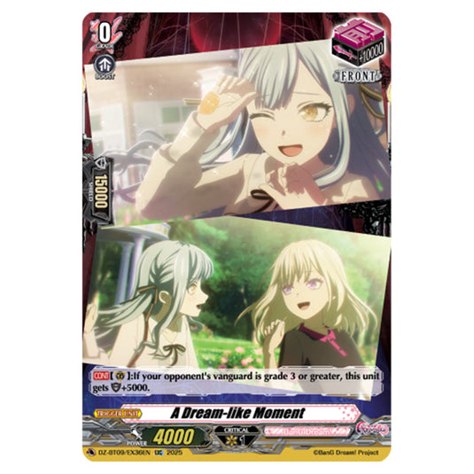 A Dream-like Moment DZ-BT09/EX36EN card from the Cardfight!! Vanguard set Super Brave Detonation