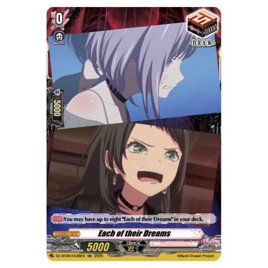 Each of their Dreams DZ-BT09/EX38EN card from the Cardfight!! Vanguard set Super Brave Detonation