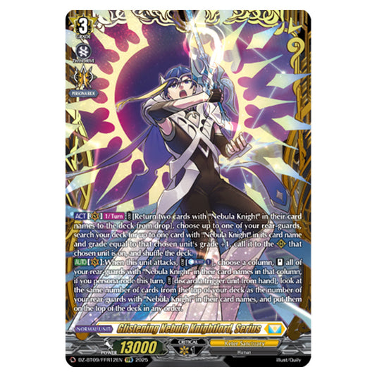 Glistening Nebula Knightlord, Serius DZ-BT09/FFR12EN card from the Cardfight!! Vanguard set Super Brave Detonation
