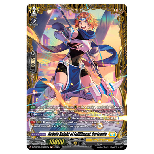 Nebula Knight of Fulfillment, Corleanis DZ-BT09/FR30EN card from the Cardfight!! Vanguard set Super Brave Detonation