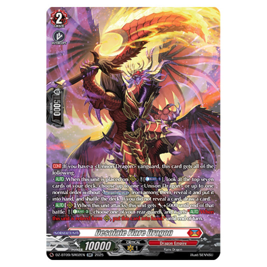 Desolate Flare Dragon DZ-BT09/SR02EN card from the Cardfight!! Vanguard set Super Brave Detonation