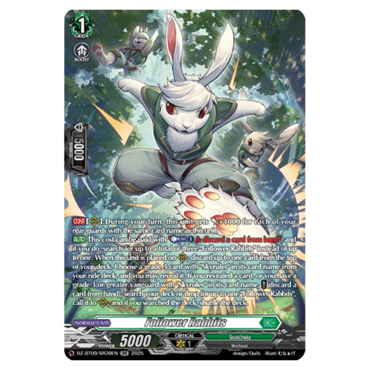 Follower Rabbits DZ-BT09/SR39EN card from the Cardfight!! Vanguard set Super Brave Detonation