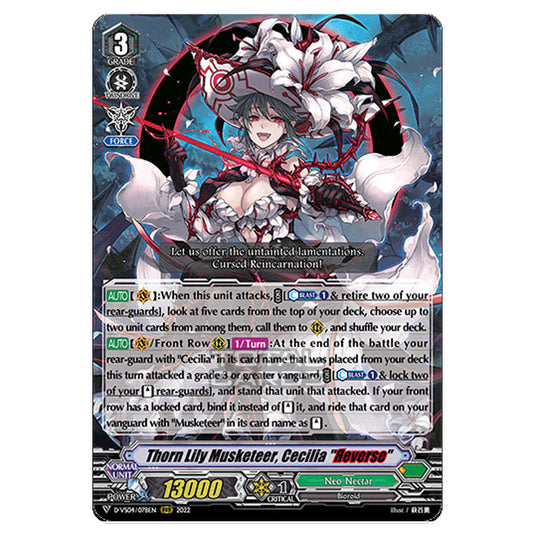 Cardfight!! Vanguard - D-VS04 - Clan Collection Vol.4 - Thorn Lily Musketeer, Cecilia "Reverse" (RRR) D-VS04/078