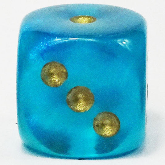 Chessex - Signature 12mm D6 -  Borealis - Teal with Gold