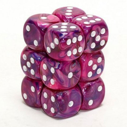 Chessex - Signature - 16mm D6 W/ Pips Blocks (12 Dice) - Festive Violet w/White