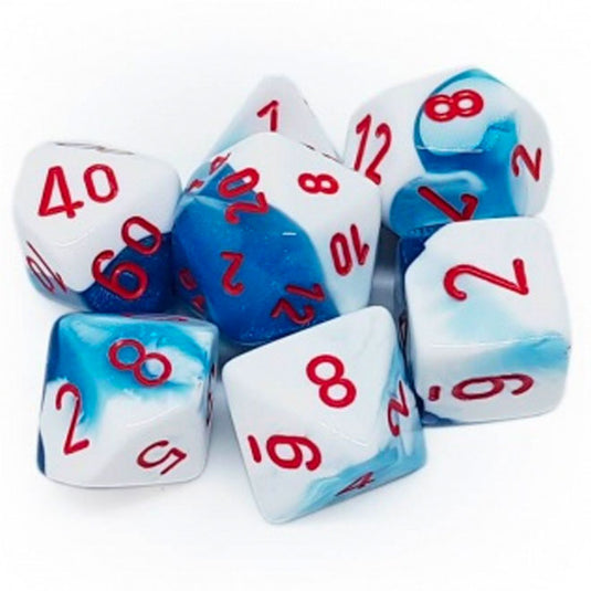 Chessex Gemini Polyhedral 7-Die Set - Astral Blue-White w/Red