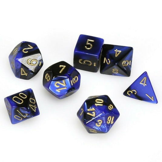 Chessex Gemini Polyhedral 7-Die Set - Black-Blue With Gold