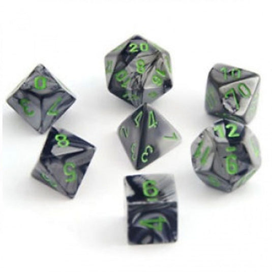 Chessex Gemini Polyhedral 7-Die Set - Black-Grey w/Green