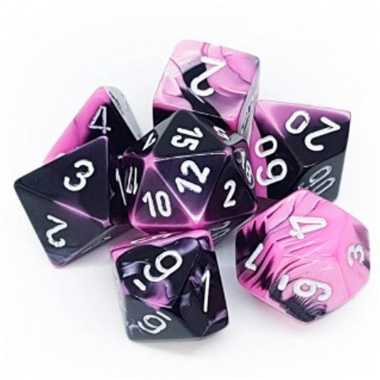 Chessex Gemini Polyhedral 7-Die Set - Black-Pink w/White