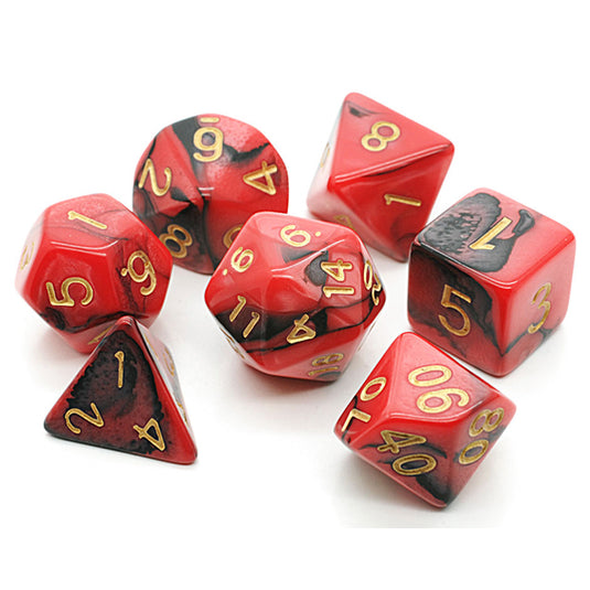 Chessex Gemini Polyhedral 7-Die Set - Black-Red With Gold