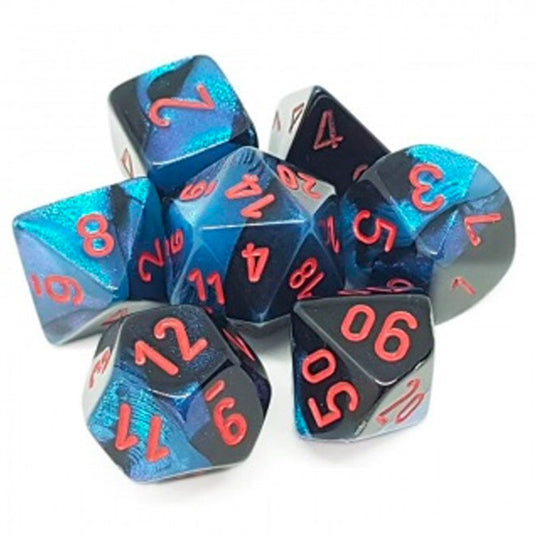 Chessex Gemini Polyhedral 7-Die Set - Black-Starlight w/Red