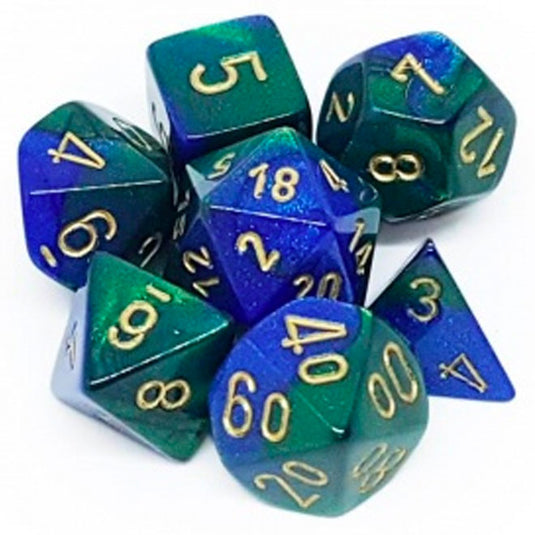 Chessex Gemini Polyhedral 7-Die Set - Blue-Green w/Gold