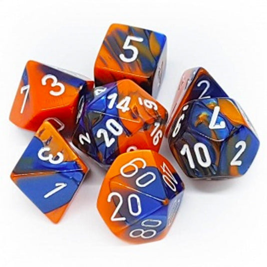 Chessex Gemini Polyhedral 7-Die Set - Blue-Orange w/White