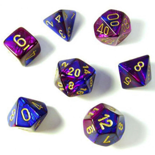 Chessex Gemini Polyhedral 7-Die Set - Blue-Purple w/Gold