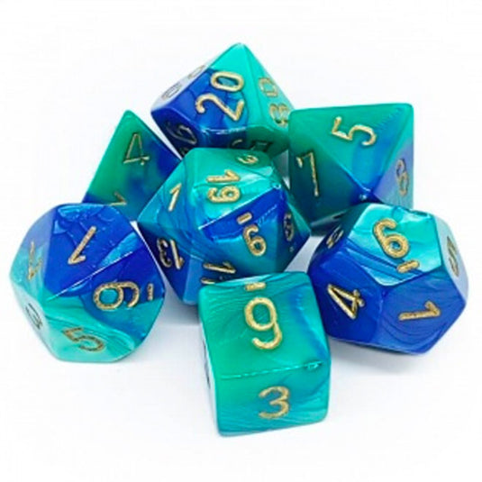 Chessex Gemini Polyhedral 7-Die Set - Blue-Teal w/Gold